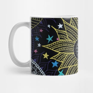 Cute Stars & Pretty Sun Mandala Doodles in a Magical Galaxy Mug